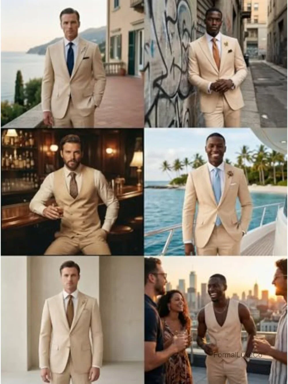 Men's Slim Fit 3-Piece Tuxedo Suit Set with Vest, Jacket & Pants